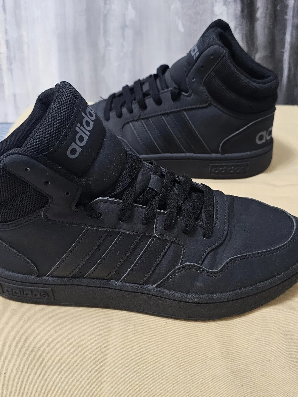 Adidas Hoop 3.0 Mid Classic Black High Top Sneakers Men's Size 8